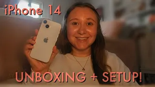 iPHONE 14 UNBOXING + SETUP| iPhone 14, starlight, 128gb, 6.1", iOS 16 | comparing the iPhone 10 & 14