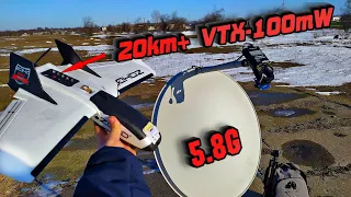 Супер антенна 5.8G из "спутниковой" тарелки! ZOHD Dart 250g на мощности 100mW улетел 20км+