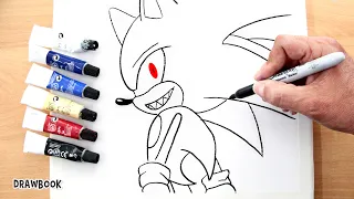 How to Draw and Paint SONIC.EXE (Painting using Acrylic on Canvas)