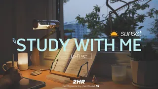 2-HOUR STUDY WITH ME | New room at Sunset 🌆| Relaxing Lo-Fi, Background noises | Pomodoro 50/10