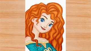 Disney Merida - How to Draw Disney Princess Merida easily || Easy Disney Drawing / Step by step