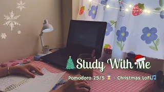 1.5-HOUR STUDY WITH ME 📚 Christmas Lofi Music & Calm Night ⏳ Pomodoro 25/5