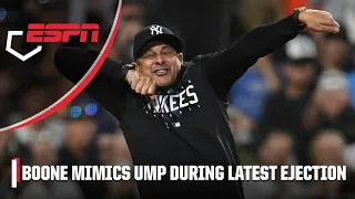 Aaron Boone’s heated argument & mimicking of umpire leads to ejection | MLB on ESPN