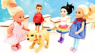 Evi Love levou um cachorro para a escola! Novelinha de boneca Barbie e sua família para meninas