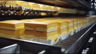 How Castella Cake is made in factory | Castella cake Mass Production | Cake Factory