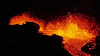 Fagradalsfjall Volcano Eruption 2022 | Drone footage at night