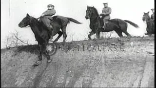 United States Army Cavalry in rigorous training exercises at Fort Crook, Nebraska HD Stock Footage