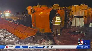 UDOT snowplow hits cable barrier, rolls in semi-truck hit-and-run crash