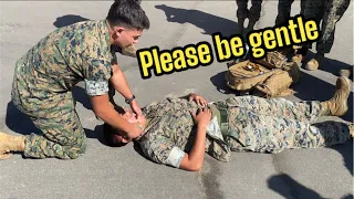 Navy Corpsman probes U.S Marine 😩