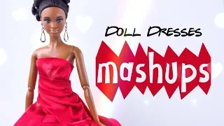 Mash Ups:  How to Make Doll Dresses | No Sew Gown | Tulle Dress | EASY Doll Dress & more