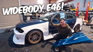 Our budget-build E46 325 gets a FULL WIDEBODY kit fitted!