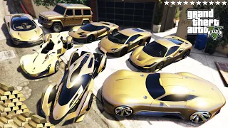 GTA 5 - Stealing HYPER GOLD SUPERCARS with franklin | (Real Life Cars #90)