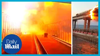 Ukraine: Shocking moment explosion destroys key Crimea-Russia bridge