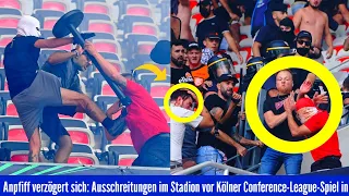 [VIDEO] Anpfiff verzögert sich: Ausschreitungen im Stadion vor Köln Conference-League-Spiel in Niza