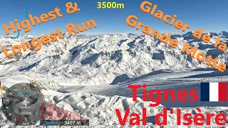 [4K] Skiing Val d’Isère Tignes, Grande Motte Glacier - Highest and Longest Run, France, GoPro HERO11