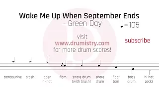 Green Day - Wake Me Up When September Ends Drum Score