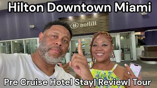 Perfect Pre Cruise Stay: Hilton Miami Downtown Review| Hotel Tour| Junior Suite|