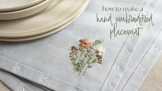 How to Make a Hand Embroidered Placemat | Shabby Fabrics At Home