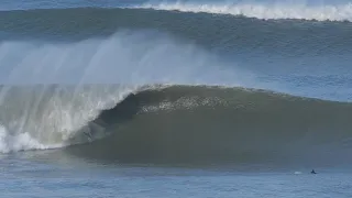 Bodyboarders at first big winter swell in Portugal