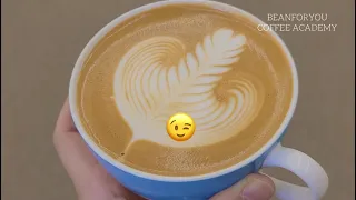 꿀팁🍯라떼아트 낙차의 원리를 알면 로제타 그리기 쉬워져요(업그레이드버전)How to make latte art rosetta l latte art pouring