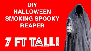 DIY 7ft Reaper tutorial...with fog and lantern. Light and spooky, make this Halloween prop today!