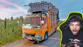 Truk Canter muat tebu di pedesaan jalan licin - ETS2