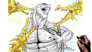 How To Draw Godzilla Earth Vs Planet Eater Ghidorah | Step By Step