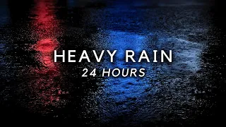 Heavy Rain 24 Hours to Sleep Instantly. End insomnia Fast with Heavy Rainfall on Road