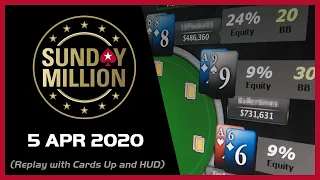 Sunday Million - 5 April 2020 - PokerStars - final table replay with Cards Up and HUD