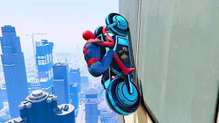 GTA 5 Spiderman Epic Jumps #5 - Spider-Man Stunts & Ragdolls Gameplay