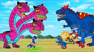 Alert T-Rex 3 Heads: Super Dinosaur Fights Trex To Save Dinosaurs Baby! Jurassic World Cartoons 2024