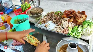 Pork Belly Sandwich | Numpang Sach Jruk | Cambodia Street Food | នំប័ុង សាច់ជ្រូក​ #streetfood
