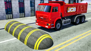 Construction Trucks VS Massive Speed Bump | Wheel City Heroes (WCH) Police Truck Cartoon