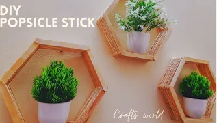 DIY Popsicle stick wall shelves #popsicle #craft #youtubeshorts #shorts