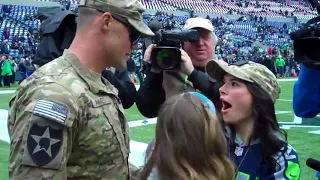 Father on R&R Surprises His Two Daughters at Softball Game