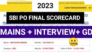 SBI PO FINAL SCORECARD 2022-23 #sbipo #scorecard #final