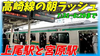 【通勤ラッシュ】JR高崎線上尾駅宮原駅の朝ラッシュ！最混雑区間の混雑はどれぐらいやばいのか検証！【埼玉県上尾市】2022年