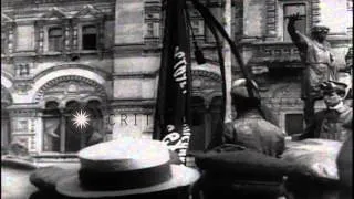 Vladimir Lenin welcomed by other communists as he arrives and addresses a large c...HD Stock Footage