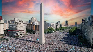 Festejos en el Obelisco Argentina mundial 2022 drone. Argentina campeon del mundo!