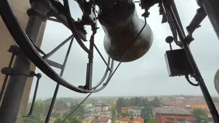 The bells of Paderno rung by the bellringers on Easter morning in a thunderstorm