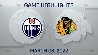 NHL Highlights | Oilers vs. Blackhawks - Mar. 3, 2022
