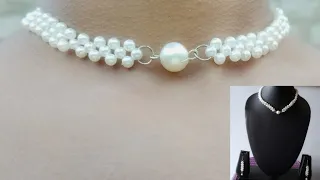 How To Make Pearl Necklace// DIY Pearl Necklace