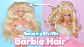 Restoring Thrifted 80s / 90s Barbie Hair! 🎀 + Curled Hair Tutorial!