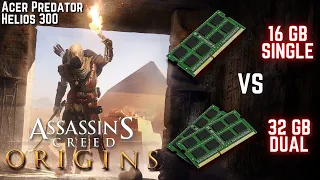 Assassin's Creed Origins 16GB Single Channel VS 32GB Dual Channel Ram