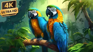 Amazon Animals 4K ULTRA HD 🐦 Amazon Rainforest and Relaxing Ambient Music | Soothing Music