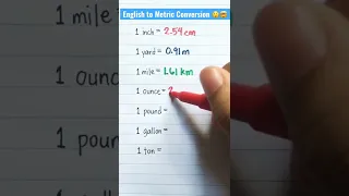 English to metric conversion #shorts #maths #mathtricks #fyp #mathtutor #measurement #lifehacks