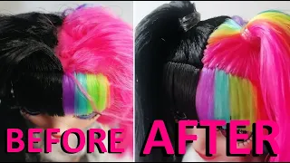 Jett Dawson MIDDLE PART make-over?! How To: Reroot a parting in your doll's hair [Rainbow High]