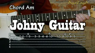 Johny Guitar - Tab & Chords, Guitar lesson, como tocar, レッスン , урок, табулатуры