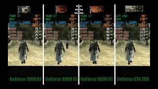 GeForce 7600 GT vs GeForce 8600 GT vs GeForce 9600 GT vs GeForce GTX 260 Test In 4 Games(Capt. Card)