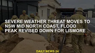 Severe weather risk shifts to NSW mid-north coast, flood peak lowered for Lismore